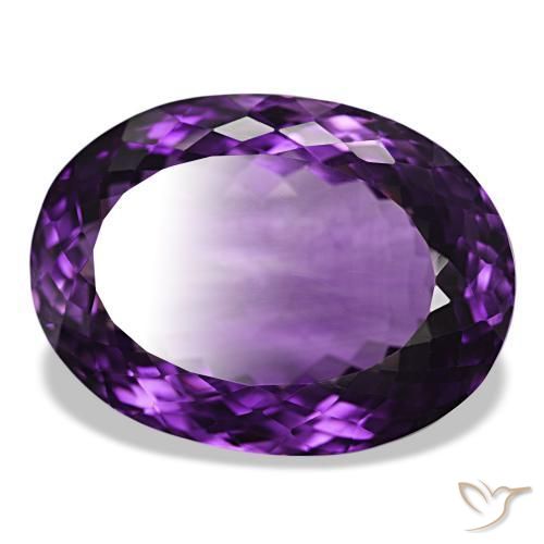 50.90 ct Violet Amethyst Stone, Natural Amethyst in Oval Facet Shape for Sale