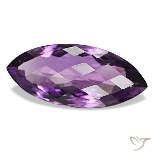 36.83 ct Violet Amethyst Stone, Natural Amethyst in Marquise Checkerboard Shape for Sale