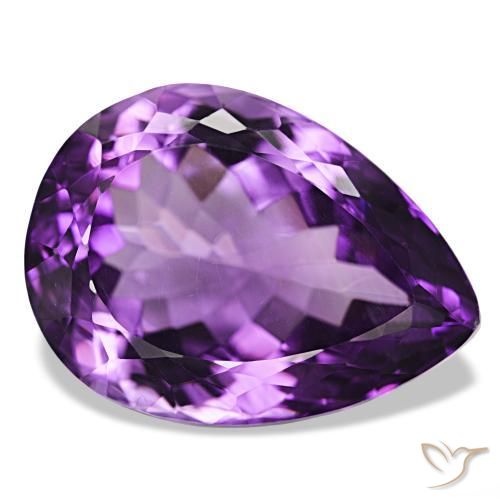 34.18 ct Violet Amethyst Stone, Natural Amethyst in Pear Facet Shape for Sale