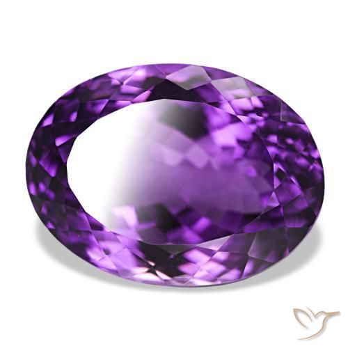 36.78 ct Violet Amethyst Stone, Natural Amethyst in Oval Facet Shape for Sale