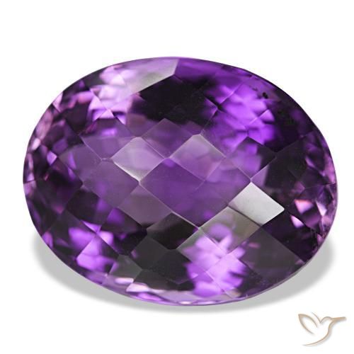 34.20 ct Violet Amethyst Stone, Natural Amethyst in Oval Checkerboard Shape for Sale