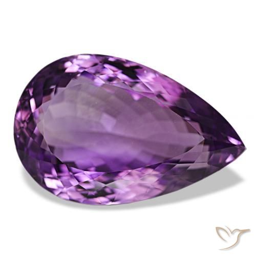 47.41 ct Violet Amethyst Stone, Natural Amethyst in Pear Facet Shape for Sale
