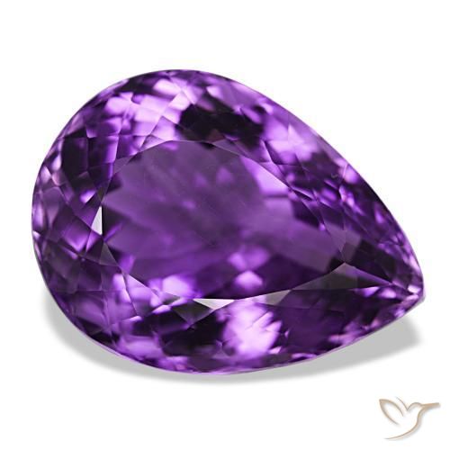 30.80 ct Violet Amethyst Stone, Natural Amethyst in Pear Facet Shape for Sale