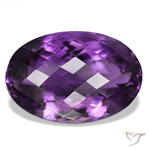 39.27 ct Violet Amethyst Gemstone, Amethyst Gem in Oval Checkerboard Shape for Sale.