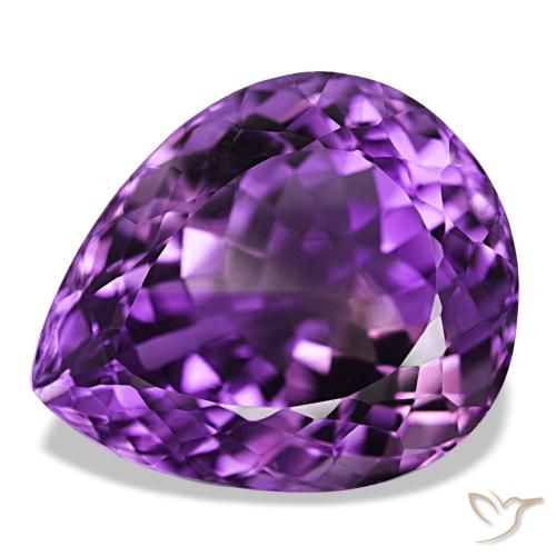 32.61 ct Violet Amethyst Gemstone, Amethyst Gem in Pear Facet Shape for Sale.