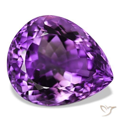 32.61 ct Violet Amethyst Stone, Natural Amethyst in Pear Facet Shape for Sale