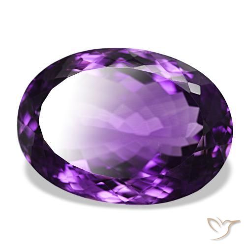 34.51 ct Violet Amethyst Stone, Natural Amethyst in Oval Facet Shape for Sale