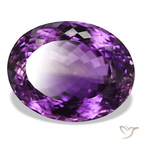 45.25 ct Violet Amethyst Stone, Natural Amethyst in Oval Facet Shape for Sale