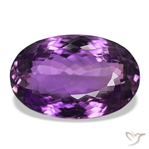 43.40 ct Violet Amethyst Gemstone, Amethyst Gem in Oval Portuguese-Cut Shape for Sale.
