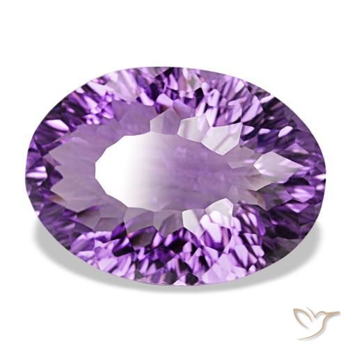 29.67 ct Violet Amethyst Stone, Natural Amethyst in Oval Concave Cut Shape for Sale