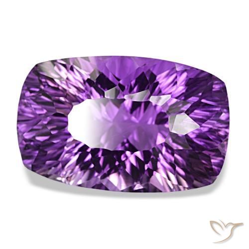 55.56 ct Violet Amethyst Stone, Natural Amethyst in Cushion Concave Cut Shape for Sale