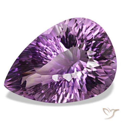 63.67 ct Violet Amethyst Gemstone, Amethyst Gem in Pear Concave Cut Shape for Sale.