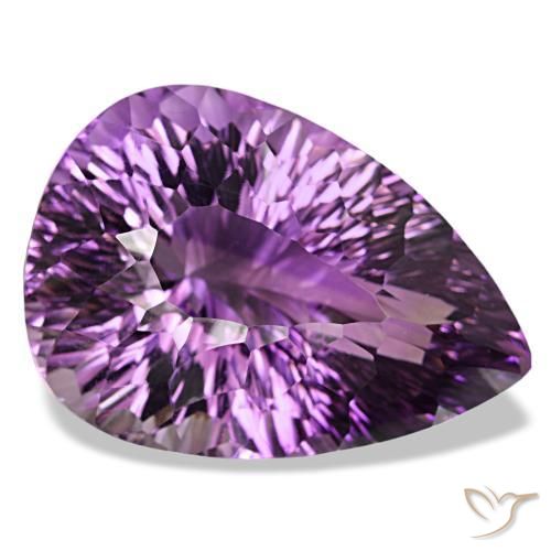63.67 ct Violet Amethyst Stone, Natural Amethyst in Pear Concave Cut Shape for Sale
