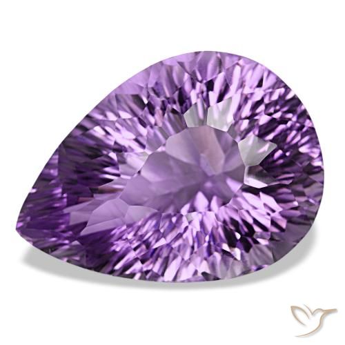 52.30 ct Violet Amethyst Gemstone, Amethyst Gem in Pear Concave Cut Shape for Sale.