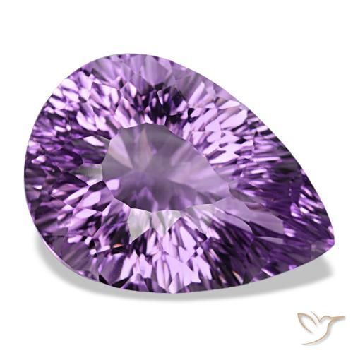 52.30 ct Violet Amethyst Stone, Natural Amethyst in Pear Concave Cut Shape for Sale