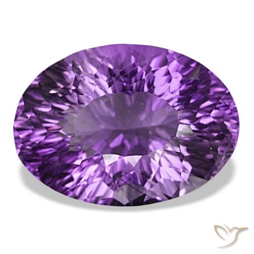 38.84 ct Violet Amethyst Gemstone, Amethyst Gem in Oval Concave Cut Shape for Sale.