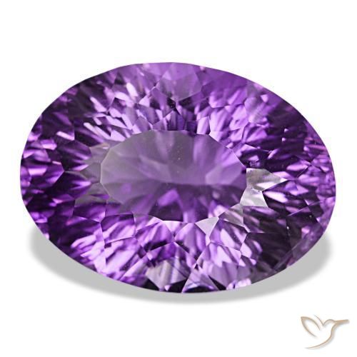 38.84 ct Violet Amethyst Stone, Natural Amethyst in Oval Concave Cut Shape for Sale
