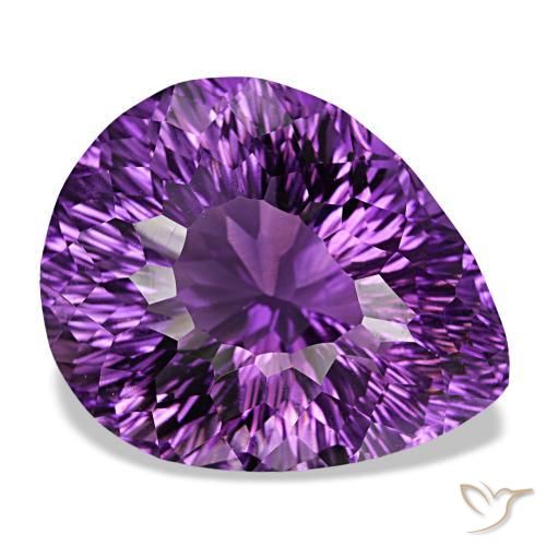 51.65 ct Violet Amethyst Stone, Natural Amethyst in Pear Concave Cut Shape for Sale
