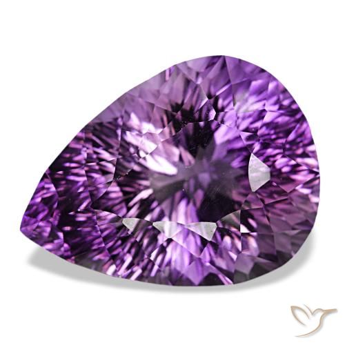 58.64 ct Violet Amethyst Gemstone, Amethyst Gem in Pear Concave Cut Shape for Sale.