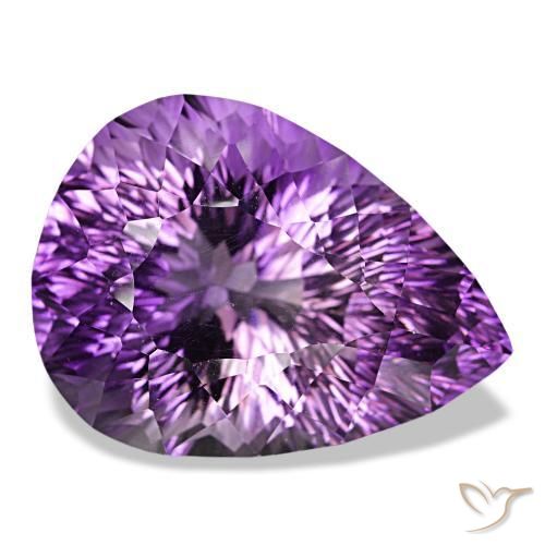 58.64 ct Violet Amethyst Stone, Natural Amethyst in Pear Concave Cut Shape for Sale