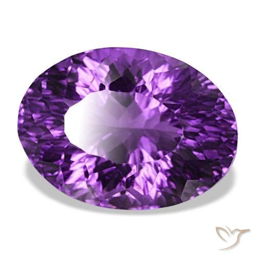 20.26 ct Violet Amethyst Stone, Natural Amethyst in Oval Concave Cut Shape for Sale