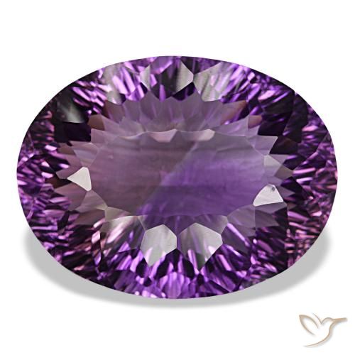 83.18 ct Violet Amethyst Gemstone, Amethyst Gem in Oval Concave Cut Shape for Sale.