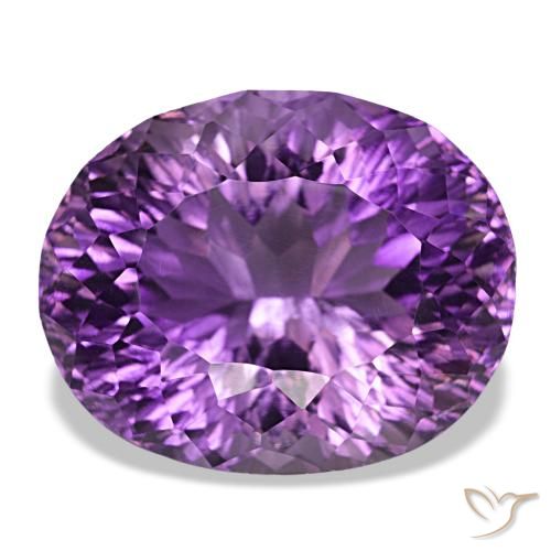 41.37 ct Violet Amethyst Gemstone, Amethyst Gem in Oval Concave Cut Shape for Sale.