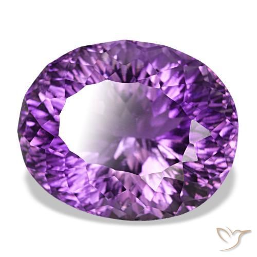 41.37 ct Violet Amethyst Stone, Natural Amethyst in Oval Concave Cut Shape for Sale