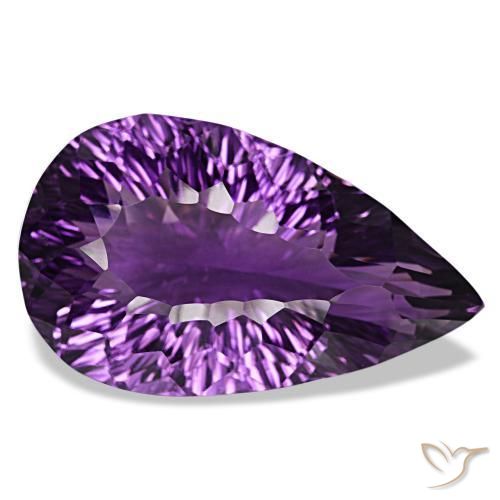 82.05 ct Violet Amethyst Stone, Natural Amethyst in Pear Concave Cut Shape for Sale