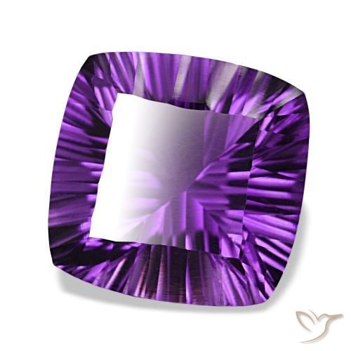 21.29 ct Violet Amethyst Stone, Natural Amethyst in Cushion Concave Cut Shape for Sale