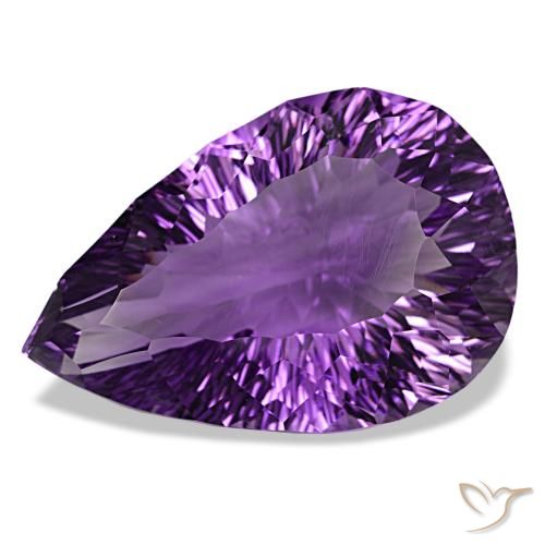 61.81 ct Violet Amethyst Gemstone, Amethyst Gem in Pear Concave Cut Shape for Sale.