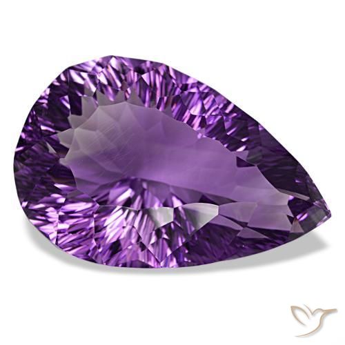 61.81 ct Violet Amethyst Stone, Natural Amethyst in Pear Concave Cut Shape for Sale