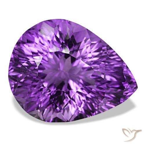 26.81 ct Violet Amethyst Stone, Natural Amethyst in Pear Concave Cut Shape for Sale
