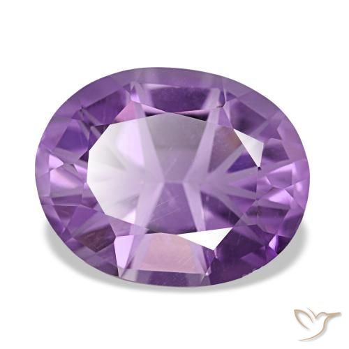 4.71 ct Violet Amethyst Stone, Natural Amethyst in Oval Diamond-Cut Shape for Sale