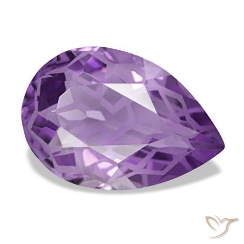3.77 ct Violet Amethyst Stone, Natural Amethyst in Pear Facet Shape for Sale