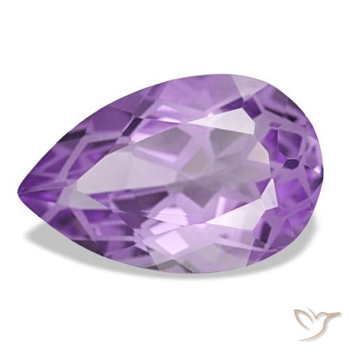 3.41 ct Violet Amethyst Gemstone, Amethyst Gem in Pear Facet Shape for Sale.
