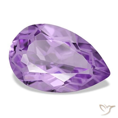3.41 ct Violet Amethyst Stone, Natural Amethyst in Pear Facet Shape for Sale