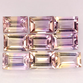 7.14 ct Bi-color Ametrine Gemstone, Ametrine Gem in Baguette Facet Shape for Sale.