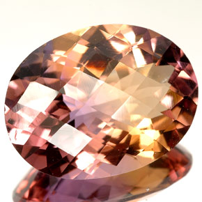 14.66 ct Bi-color Ametrine Stone, Natural Ametrine in Oval Checkerboard Shape for Sale