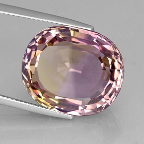 21.12 ct Bi-color Ametrine Stone, Natural Ametrine in Oval Facet Shape for Sale