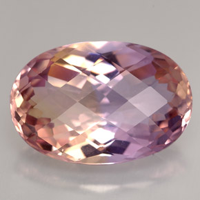 14.26 ct Bi-color Ametrine Gemstone, Ametrine Gem in Oval Checkerboard Shape for Sale.