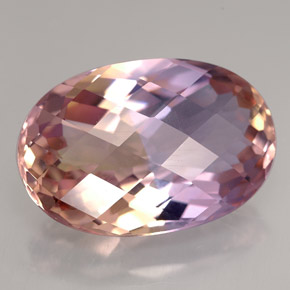 14.26 ct Bi-color Ametrine Stone, Natural Ametrine in Oval Checkerboard Shape for Sale