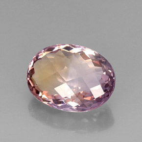 16.37 ct Bi-color Ametrine Stone, Natural Ametrine in Oval Checkerboard Shape for Sale