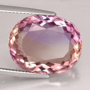 14.32 ct Bi-color Ametrine Stone, Natural Ametrine in Oval Facet Shape for Sale