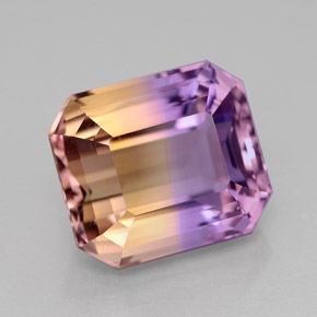 8.22 ct Bi-color Ametrine Gemstone, Ametrine Gem in Octagon Facet Shape for Sale.