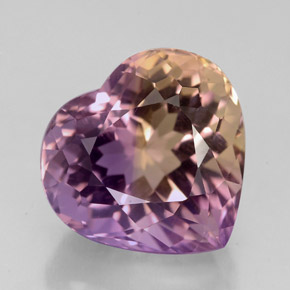 5.42 ct Bi-color Ametrine Gemstone, Ametrine Gem in Heart Facet Shape for Sale.