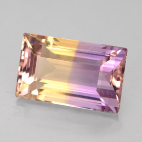 6.29 ct Bi-color Ametrine Stone, Natural Ametrine in Baguette Facet Shape for Sale