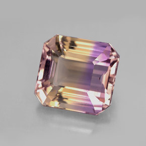 6.33 ct Bi-color Ametrine Gemstone, Ametrine Gem in Octagon Facet Shape for Sale.