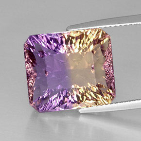 12.12 ct Bi-color Ametrine Gemstone, Ametrine Gem in Octagon Concave Cut Shape for Sale.