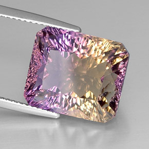 12.66 ct Bi-color Ametrine Stone, Natural Ametrine in Octagon Concave Cut Shape for Sale